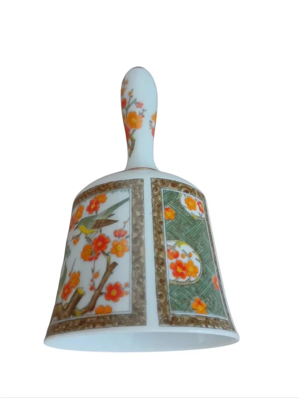 Vintage Imari Bell Japanese Porcelain Hand Painted Blossoms & Birds 6